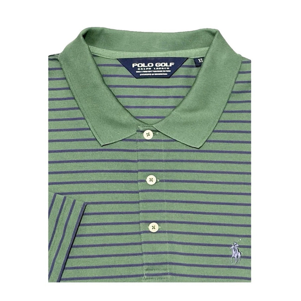 Polo Golf Ralph Lauren Shirt XL Pima Cotton Green Stripe Wilde Wood Country Club